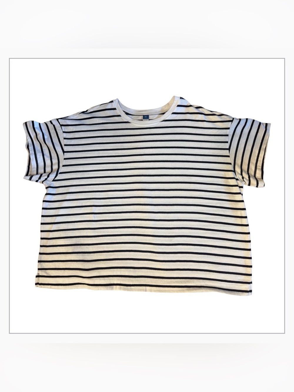 Old Navy Black White Striped T-Shirt Women's XXL Short Sleeve Casual Basic Tee